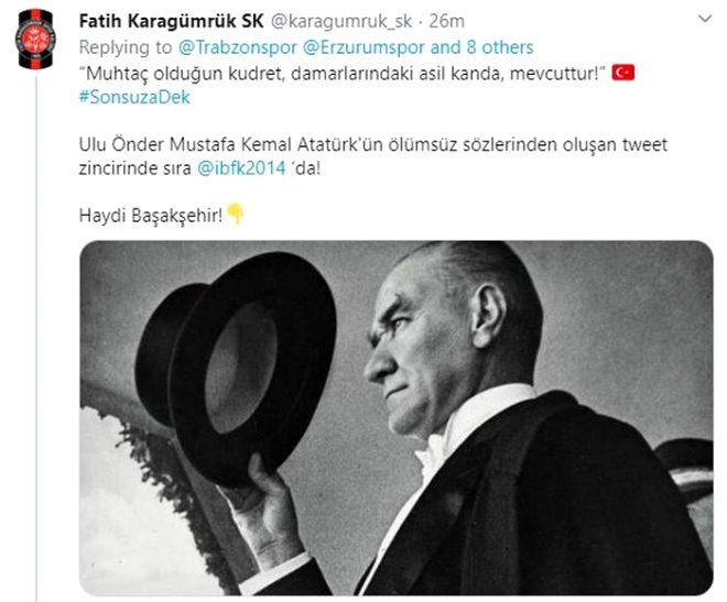 Atamızı böyle andılar! Süper Lig kulüpleri 'Sıra sende' diyerek tweet zinciri oluşturdu