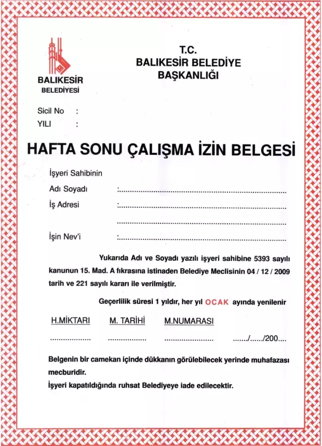 Balikesir De Isyerlerinin Hafta Tatil Ruhsatlari Yenileniyor Haber