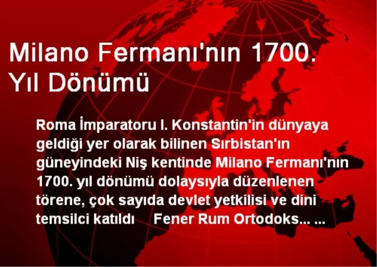 Milano Fermanı'nın 1700. Yıl Dönümü