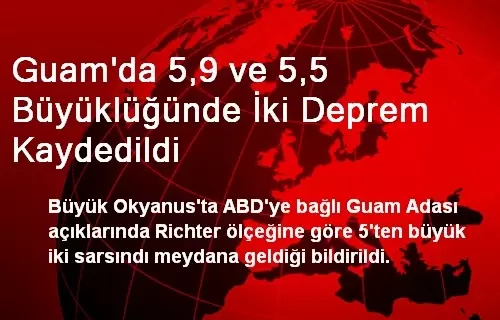 Guam'da 5,9 ve 5,5 Büyüklüğünde İki Deprem Kaydedildi