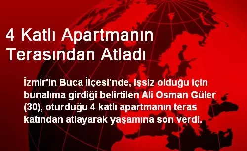 İşsiz Adam 4 Katlı Apartmanın Terasından Atladı İşsiz Adam 4 Katlı Apartmanın Terasından Atladı