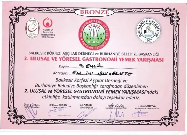 Genç Kulalı Aşcı Murat Selçuk Yine Ödülle Döndü