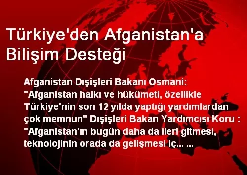 Türkiye'den Afganistan'a Bilişim Desteği