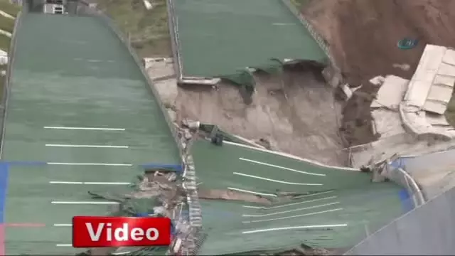 Erzurum'da Atlama Kuleleri Heyelan Nedeniyle Çöktü