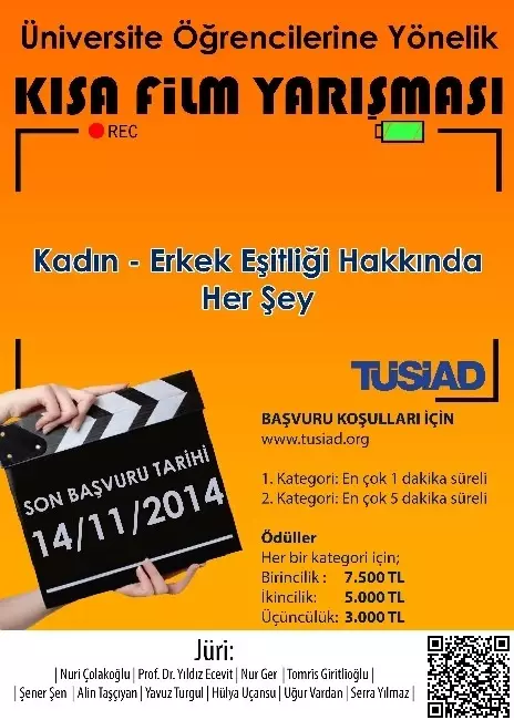 Tüsiad 'Kadın-Erkek Eşitliği' Temalı Kısa Film Yarışması Düzenliyor Tüsiad 'Kadın-Erkek Eşitliği' Temalı Kısa Film Yarışması Düzenliyor