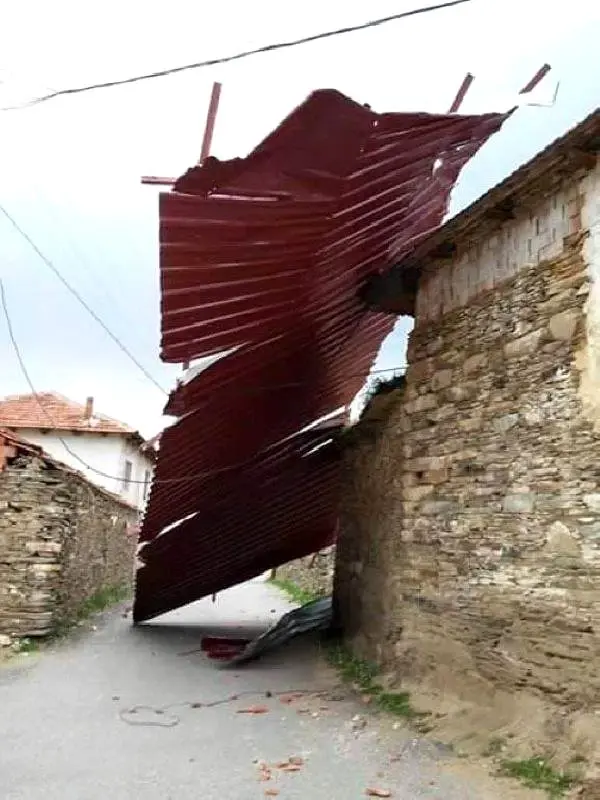 Salihli�de Şiddetli Rüzgar Ağaçları Devirdi, Elektrik Tellerini Kopardı