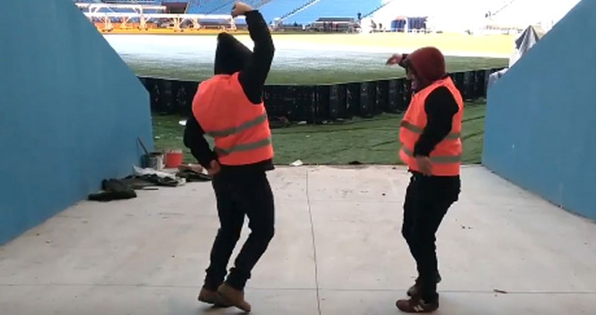 Trabzonspor'un Yeni Stadında Çalışanlar, Şampiyonlar Ligi Müziğiyle Dans Etti