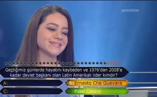 Milyoner'de Yarışan Tarih Öğretmeni, Fidel Castro'yu Bilemedi Milyoner'de Yarışan Tarih Öğretmeni, Fidel Castro'yu Bilemedi