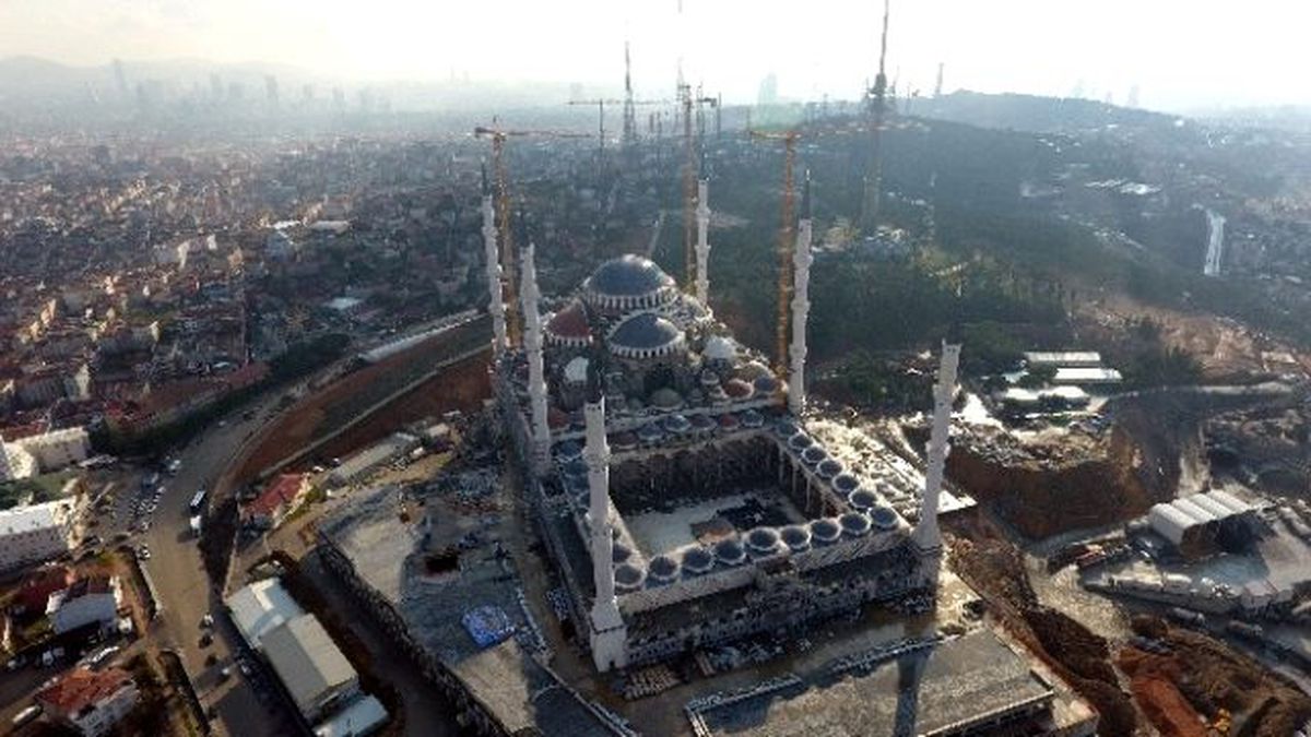 Çamlıca Camii'nde Son Durum Havadan Görüntülendi