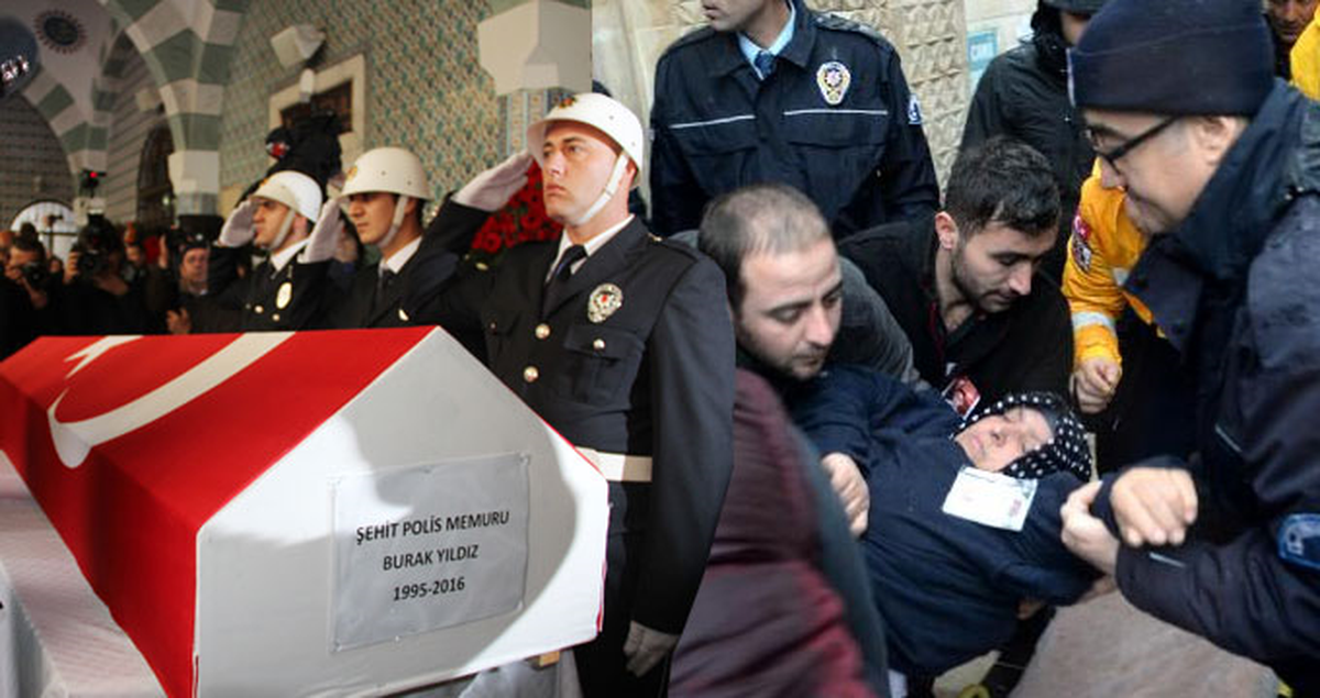 Şehit Polisin Annesi Tabutun Başında Daha Fazla Dayanamadı, Bayıldı!
