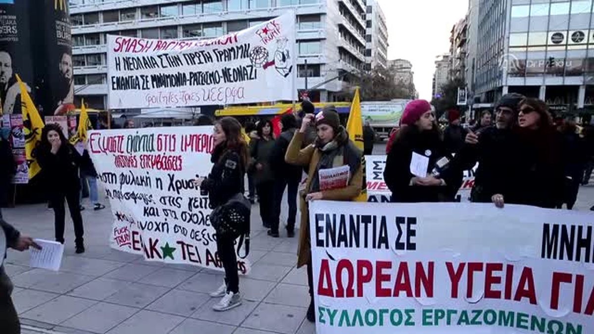 Atina'da Trump Karşıtı Gösteri