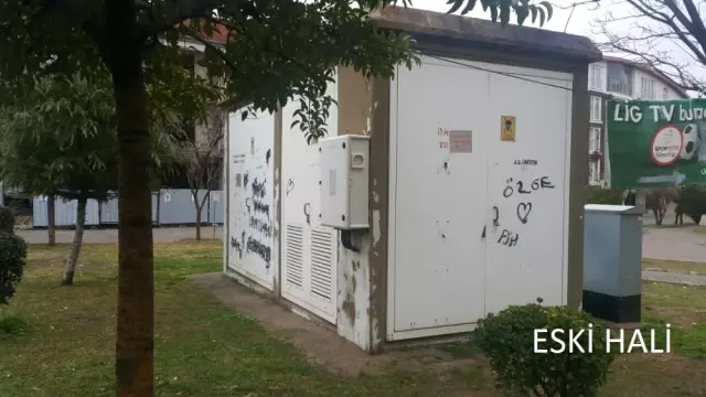 Demirci Mehmet Efe Parkı'ndaki Trafo Dekoratif Boyandı Demirci Mehmet Efe Parkı'ndaki Trafo Dekoratif Boyandı