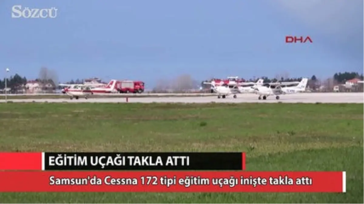 Samsun'da Eğitim Uçağı İnişte Takla Attı
