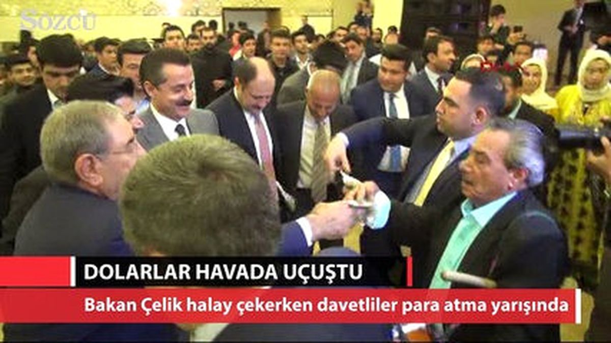 Halay Çeken Bakan Çelik'e Dolar Atma Yarışı