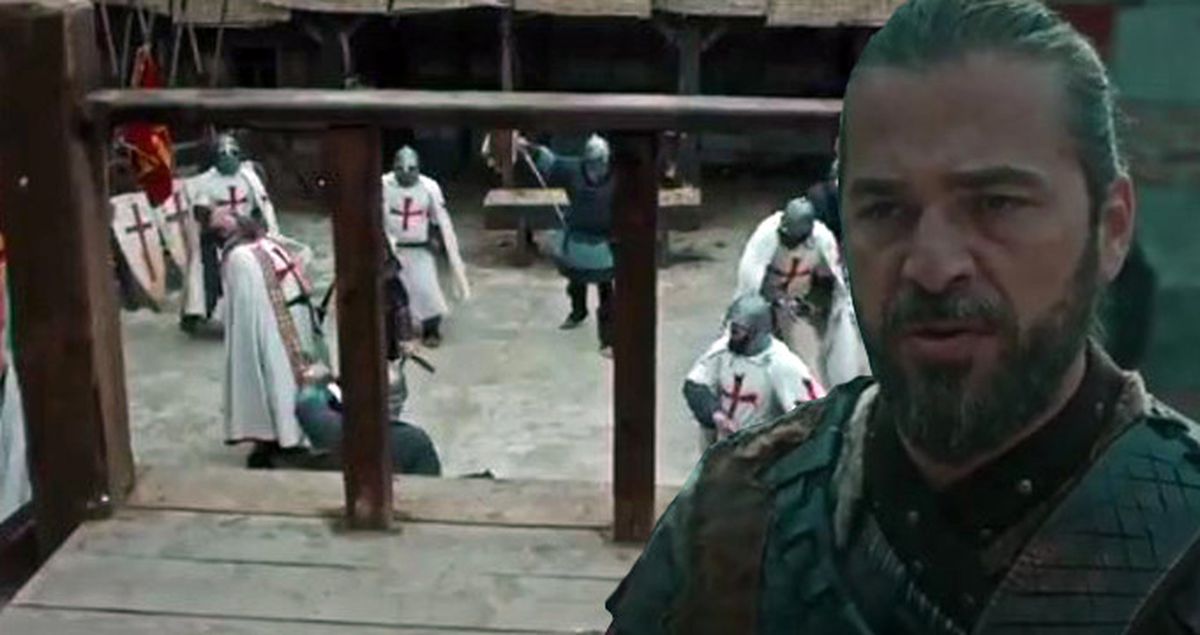 'Diriliş'te Ertuğrul, Haçlı Komutanının Boğazını Kesti