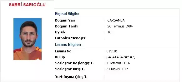 Sabri Sarıoğlu'nun Sözleşmesi Sona Erdi Sabri Sarıoğlu'nun Sözleşmesi Sona Erdi