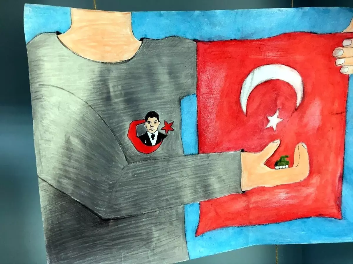 Yozgat'ta Öğrencilerden 15 Temmuz Resim Sergisi