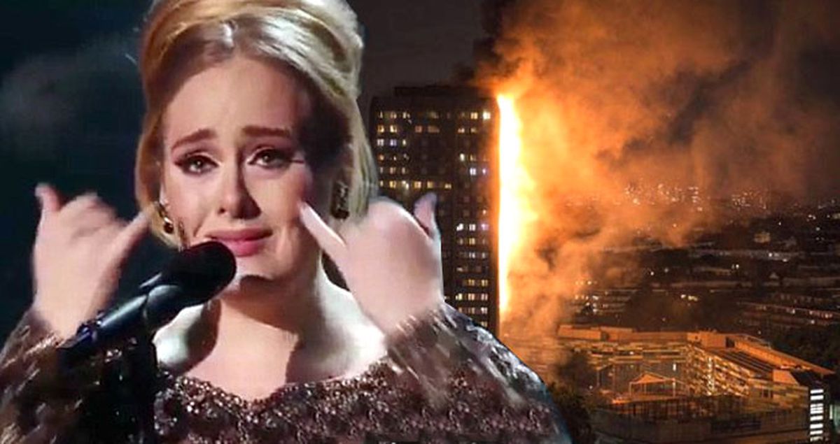 Londra'da Yanan Binayı Ziyaret Eden Adele, Gözyaşlarına Boğuldu
