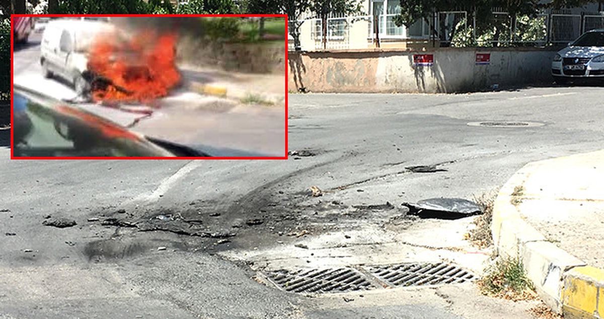 İstanbul'da Sıcak Hava Yüzünden Hararet Yapan Araç Alev Topuna Döndü!