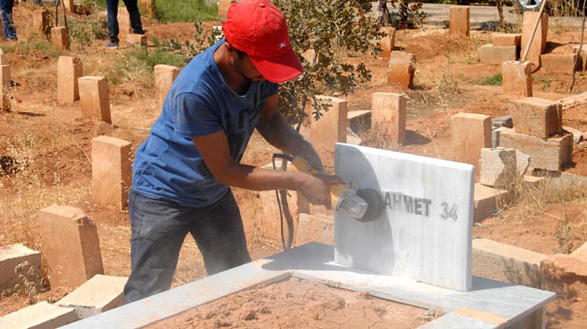 Suruç'ta Terörist Mezarlarındaki Örgüt Simgeleri Silindi