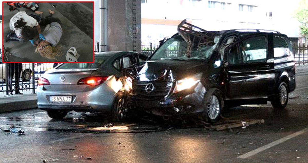 Şişli'de Otomobil Karşı Şeride Uçup, Minibüse Çarptı: 1'i Ağır, 2 Yaralı