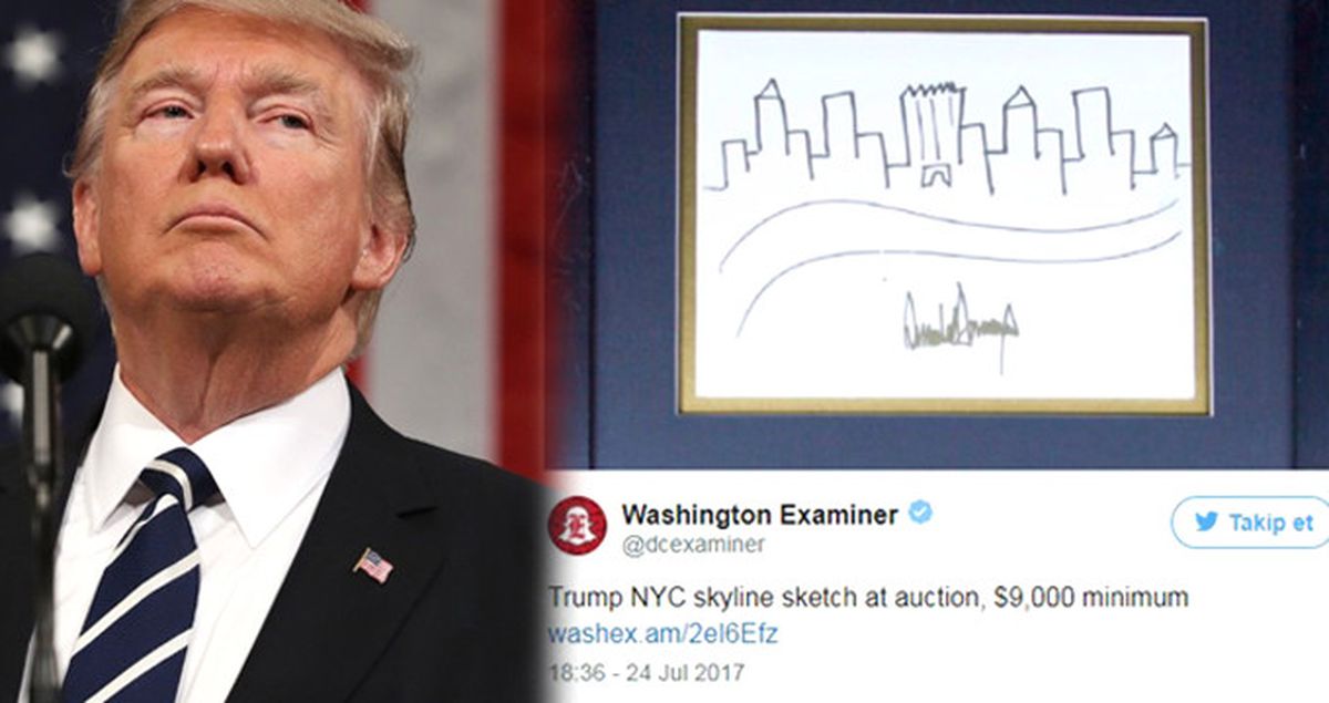 Trump'ın New York Silüeti Çizimi 9 Bin Dolardan Satışa Çıkartılacak