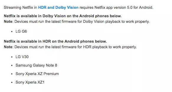 Galaxy Note 8 ve Xperia Xz1 Netflix Hdr Desteği Sunucak Galaxy Note 8 ve Xperia Xz1 Netflix Hdr Desteği Sunucak