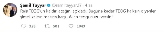 Şamil Tayyar'dan Teog Çıkışı
