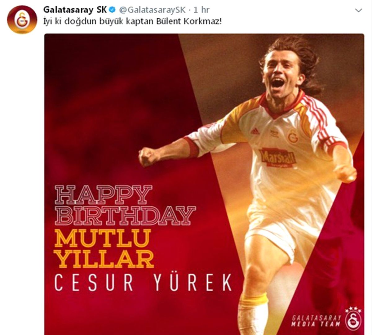 Galatasaray, Bülent Korkmaz'ı Doğum Gününde Unutmadı