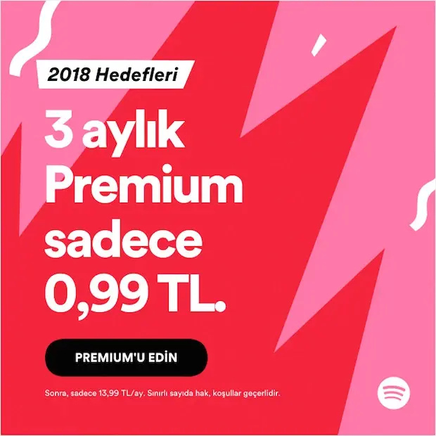 spotify premium uc aylik paket sadece 1 tl muzikseverlere yeni yil surprizi