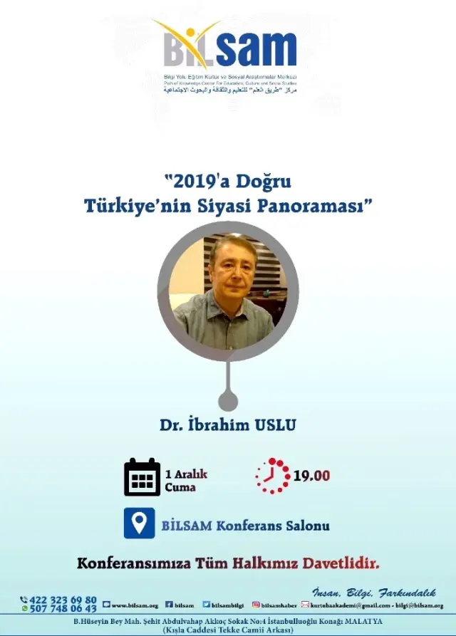 Anar Genel Müdürü Dr. İbrahim Uslu Bilsam'ın Konuğu Olacak