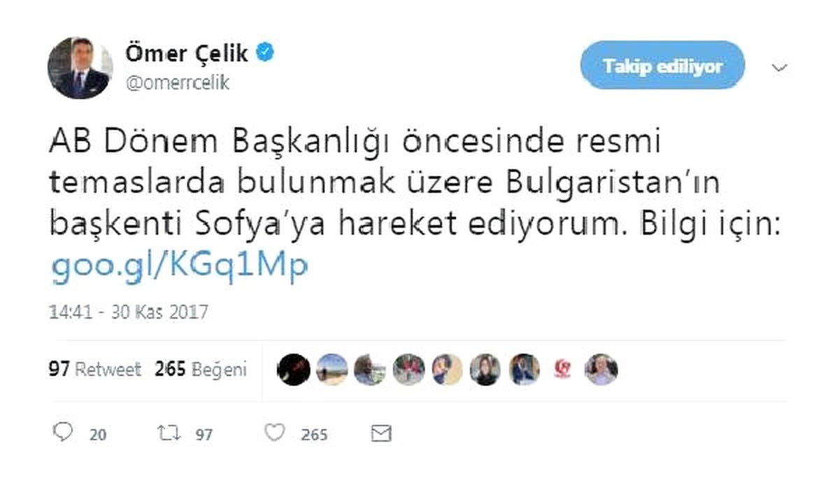 AB Bakanı Çelik Bulgaristan'da