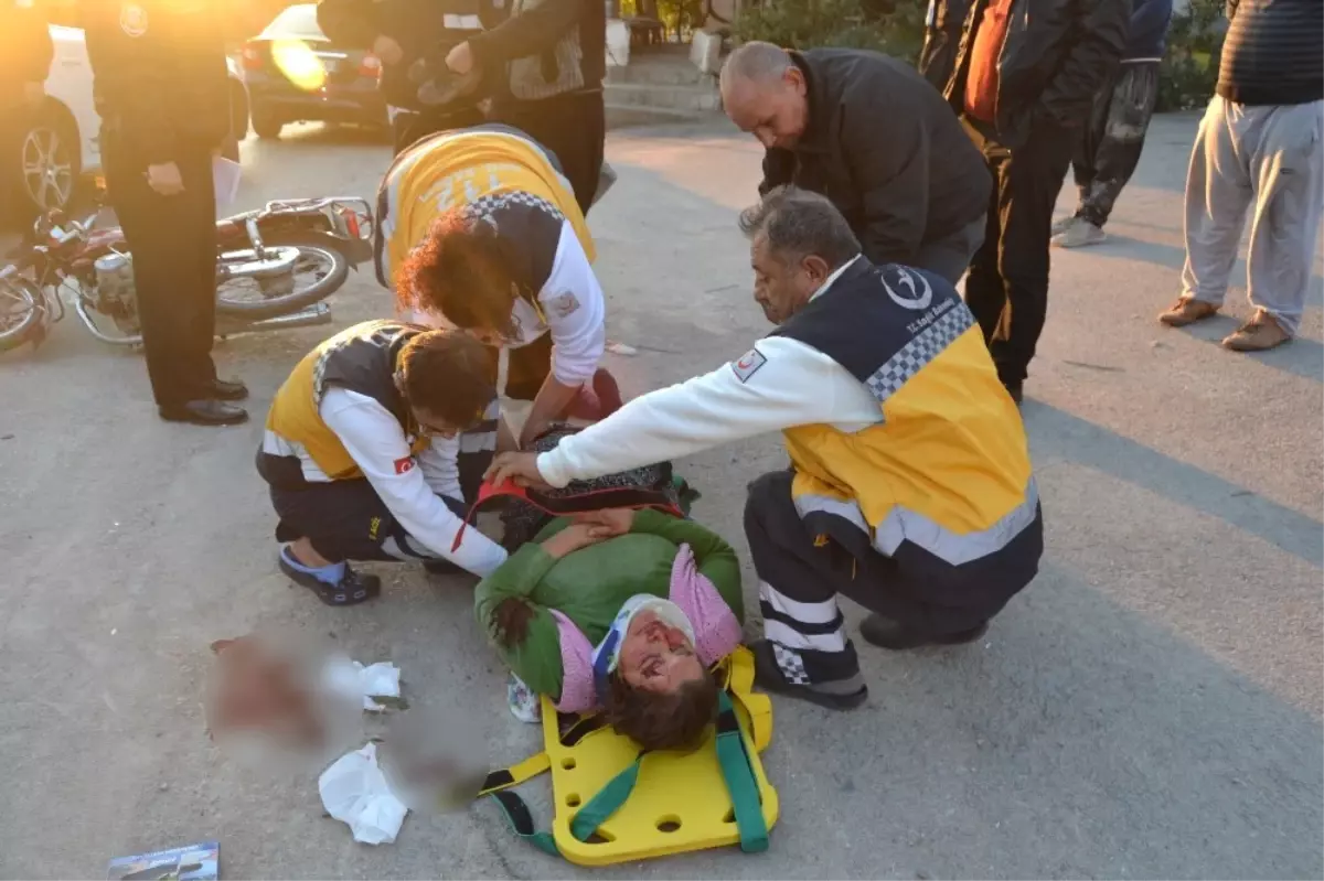Ekmek Almaktan Dönen Kadına Motosiklet Çarptı