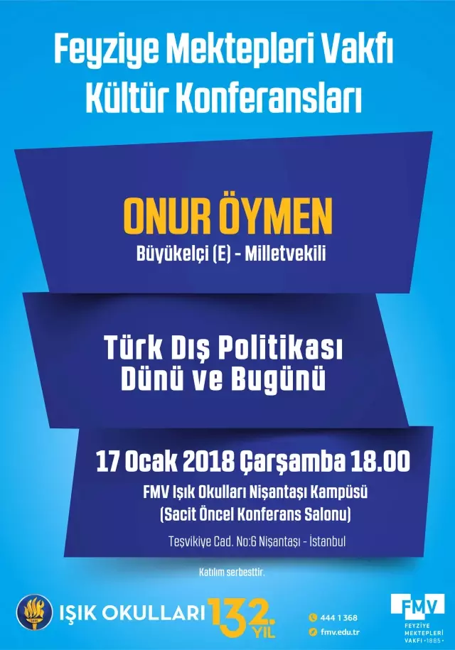 FMV Işık Okulları Kültür Konferanslarının Konuğu Onur Öymen Olacak