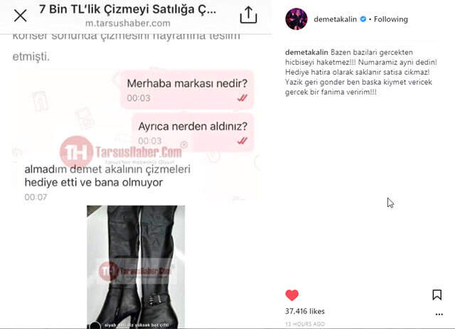 Demet Akalın'a hayranından cevap geldi