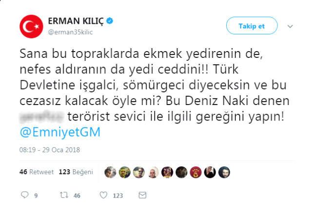 Erman Kılıç'tan Deniz Naki'ye Sert Mesaj!
