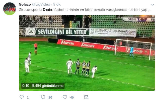 Giresunsporlu Dodo, Fenerbahçe Karşısında Yıllarca Unutulmayacak Bir Penaltı Kullandı
