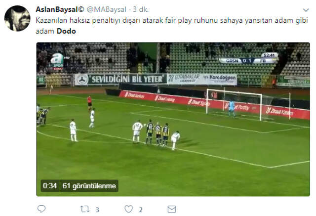 Giresunsporlu Dodo, Fenerbahçe Karşısında Yıllarca Unutulmayacak Bir Penaltı Kullandı