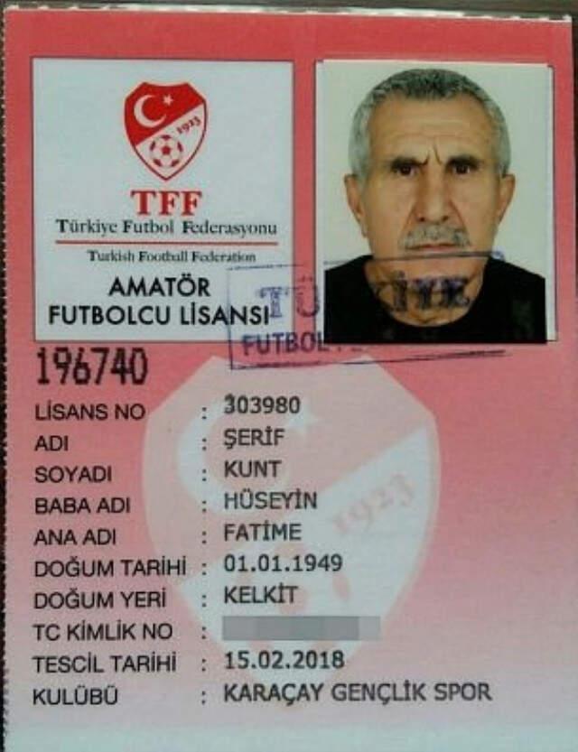 69 yaşındaki Şerif Kunt Karaçay Gençlik Spor Kulübü'ne Transfer Oldu