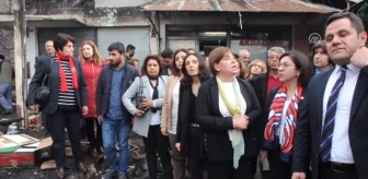 CHP'li Kadın Milletvekilleri Yangında Zarar Gören Esnafı Ziyaret Etti