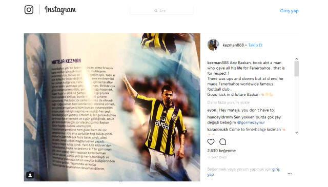 Fenerbahçe'nin Eski Futbolcu Kezman, Aziz Yıldırım Paylaşımı Yaptı