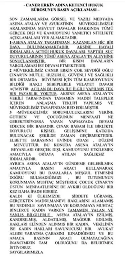 Caner Erkin'den Asena Atalay Açıklaması: