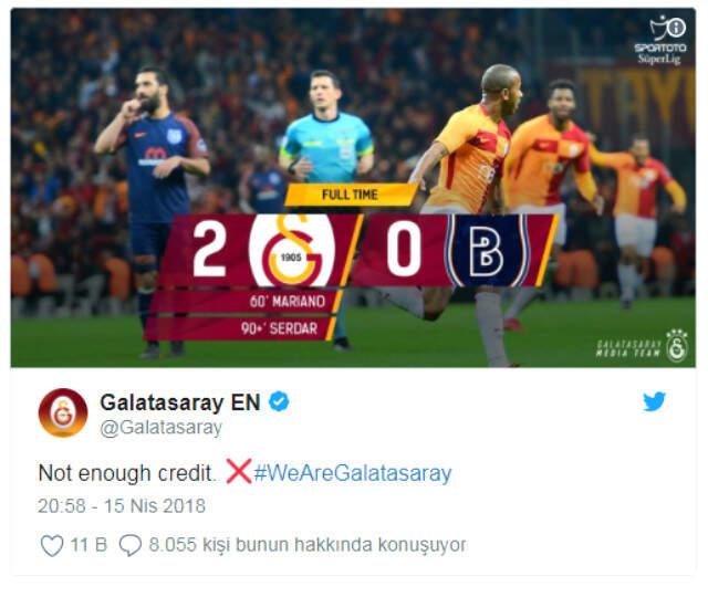 Galatasaray'dan Medipol Başakşehir'e Gönderme: Yetersiz Bakiye