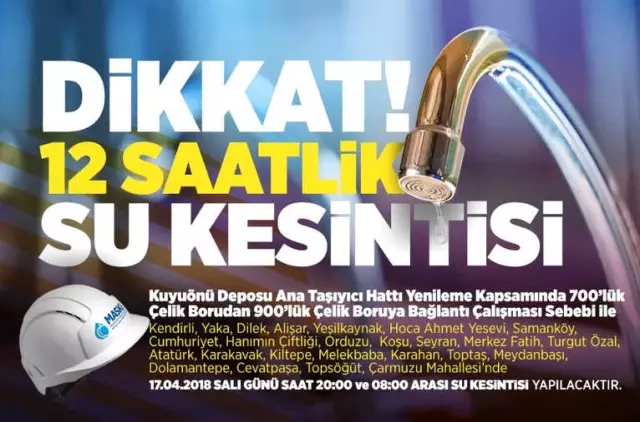 Malatya'da 12 Saatlik Su Kesintisi Yaşanacak