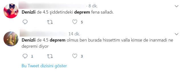Denizli'de 4,2 Büyüklüğünde Deprem Panik Yarattı!