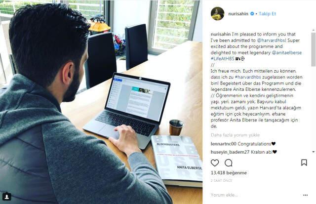 Milli Futbolcu Nuri Şahin, Harvard Üniversitesine Kabul Edildi