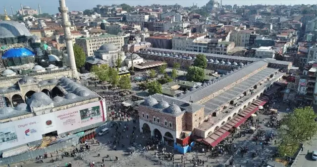 Restorasyonu Tamamlanan Mısır Çarşısı Havadan Görüntülendi Restorasyonu Tamamlanan Mısır Çarşısı Havadan Görüntülendi