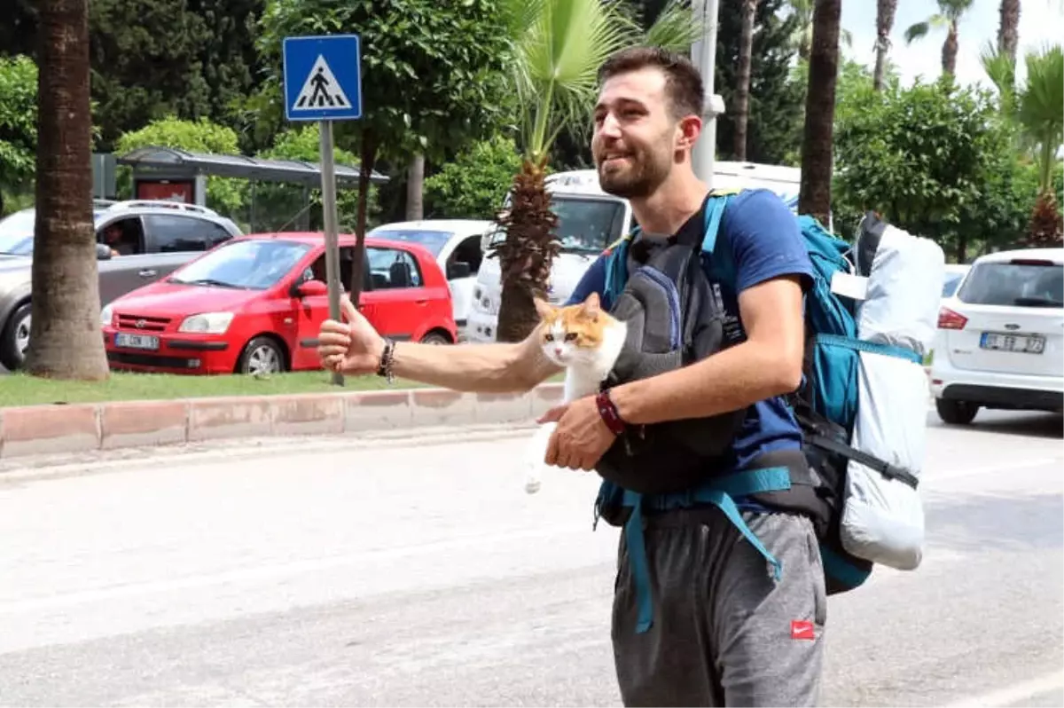 Göğsündeki Kedisiyle Otostop Çekip Türkiye'yi Dolaşıyor