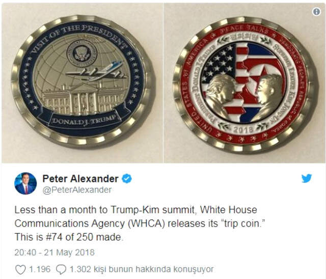 Trump, en öngörülemez zirveye üç hafta varken hatıra parası çıkardı