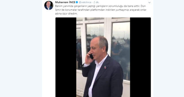 Muharrem İnce, Mitingde Korumasının Sahneden Attığı Vatandaşı Arayıp Özür Diledi